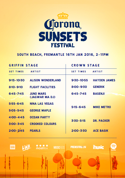 SunSets Festival Timetable