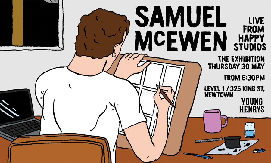 samuel mcewen live from happy studios comic exhibition