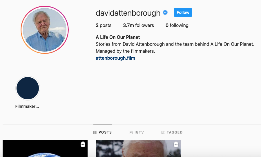 David Attenborough Instagram