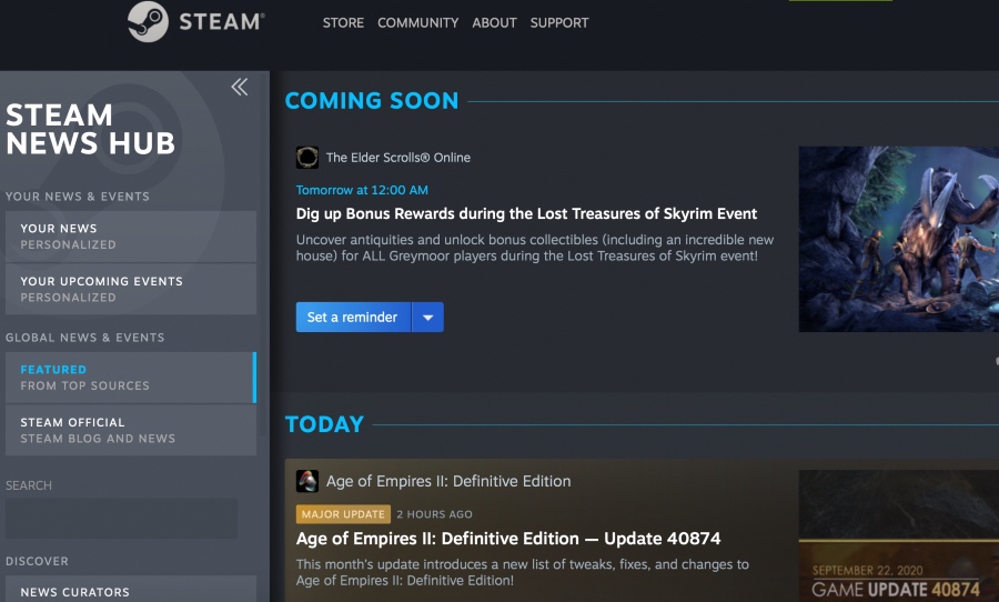 Steam News Hub Screenshot