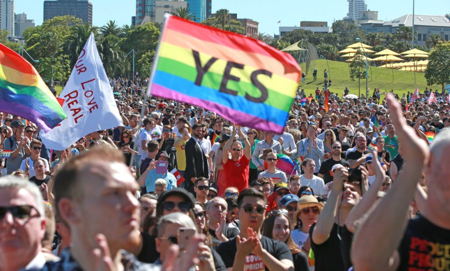 gay marriage, sydney, rainbow path