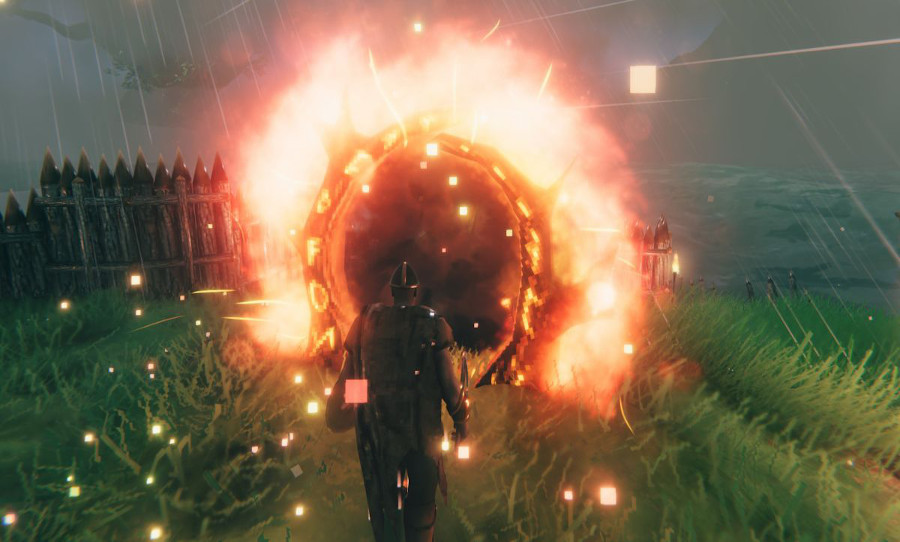 A working portal in the game Valheim.