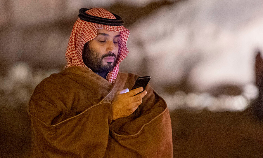 Crown Prince of Saudi Arabia Mohammed bin Salman on his phone