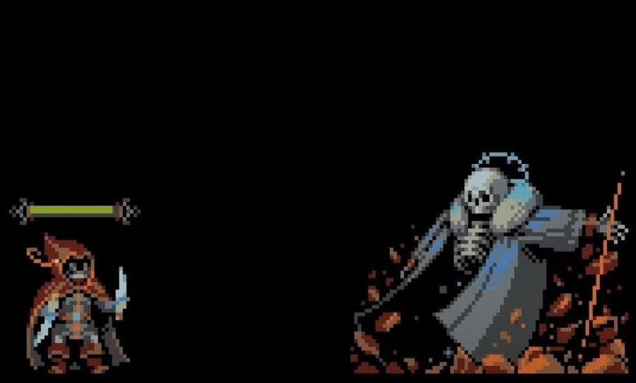 The Lich and a nameless hero in Loop Hero