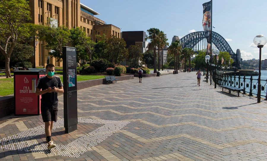 A desolate Sydney during the current lockdown, where outdoor exercise is permitted