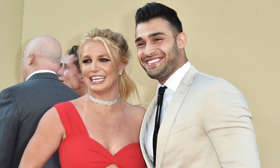 A happy Britney with her long-term boyfriend and recent fiancé, Sam Asghari