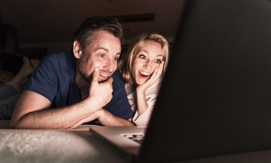 Couple watching porn at night