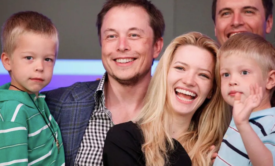 Elon Musk with second wife Talulah Riley and children Griffith and then Xavier. Credit: REUTERS