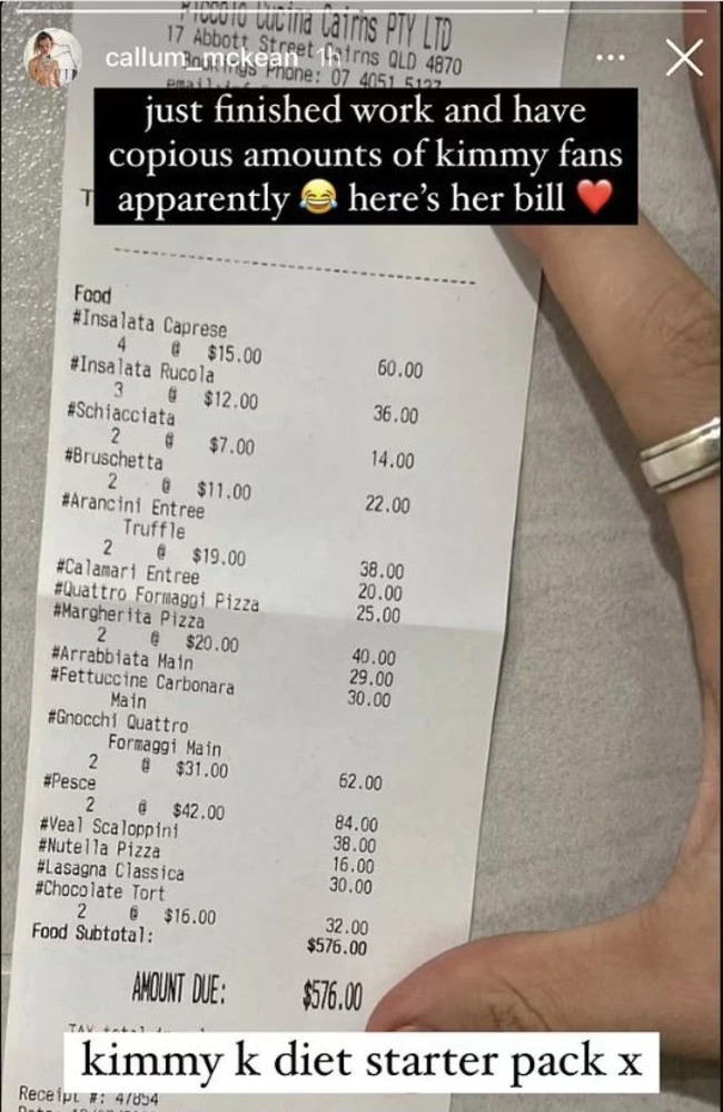 Kim Kardashian receipt
