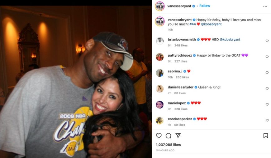Kobe Bryant’s wife shares a ‘happy birthday’ post on the late NBA champ