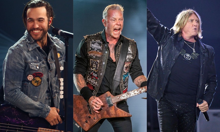 Fall Out Boy's Pete Wentz, Metallica's James Hetfield & Def Leppard's Joe Elliott. Credit: Getty & AP  