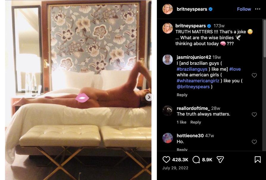 britney spears nude instagram post 2022