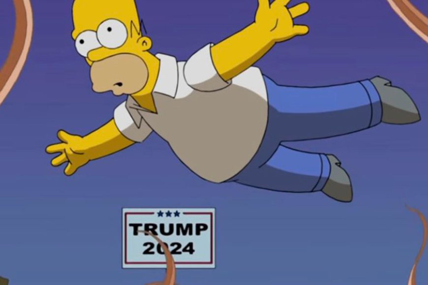 The Simpsons Fortune Tellers Predict Trump S 2024 Presidential Bid   Simipsons Homer Trump 2024 Presidential Run 870x580 