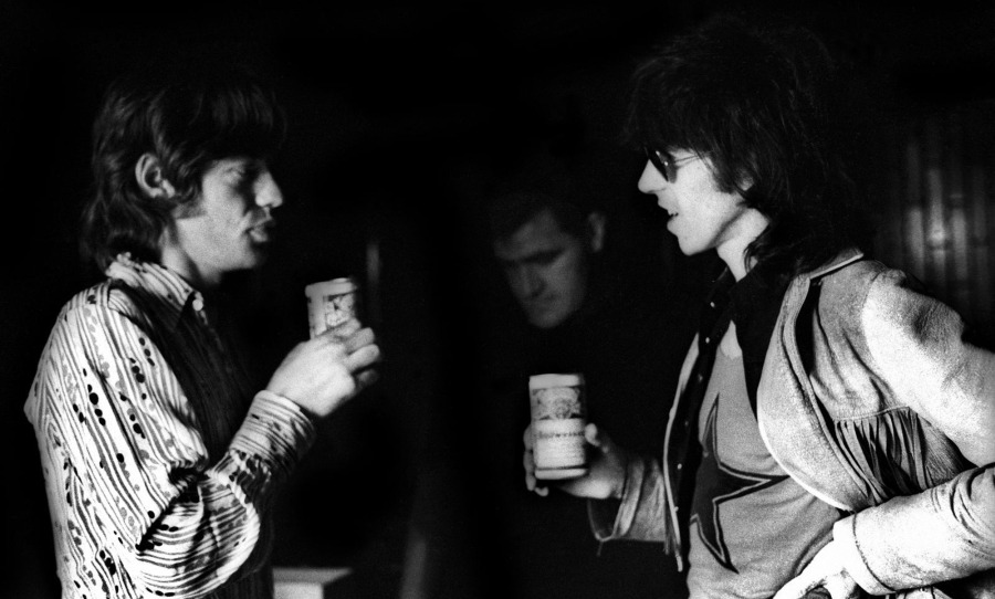 Mick Jagger and Rolling Stones bandmate Keith Richards enjoying Budweiser in 1969