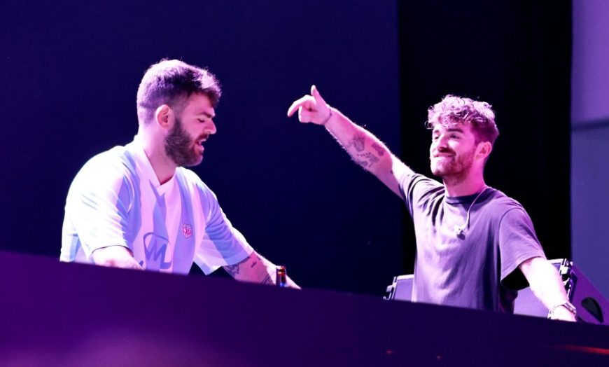 The Chainsmokers on stage with DJ decks