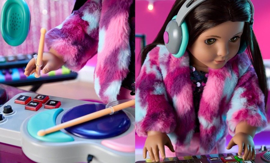 side-by-side comp of new DJ Barbie doll at deyboard