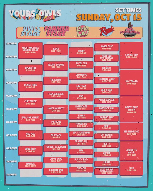 yours and owls set times 2023