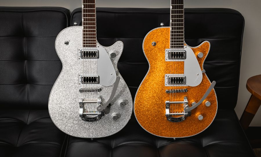 Gretsch is keeping things stylish with the G5230T Electromatic Sparkle Jet FT—now available in Gold Sparkle and Silver Sparkle -FMIC
