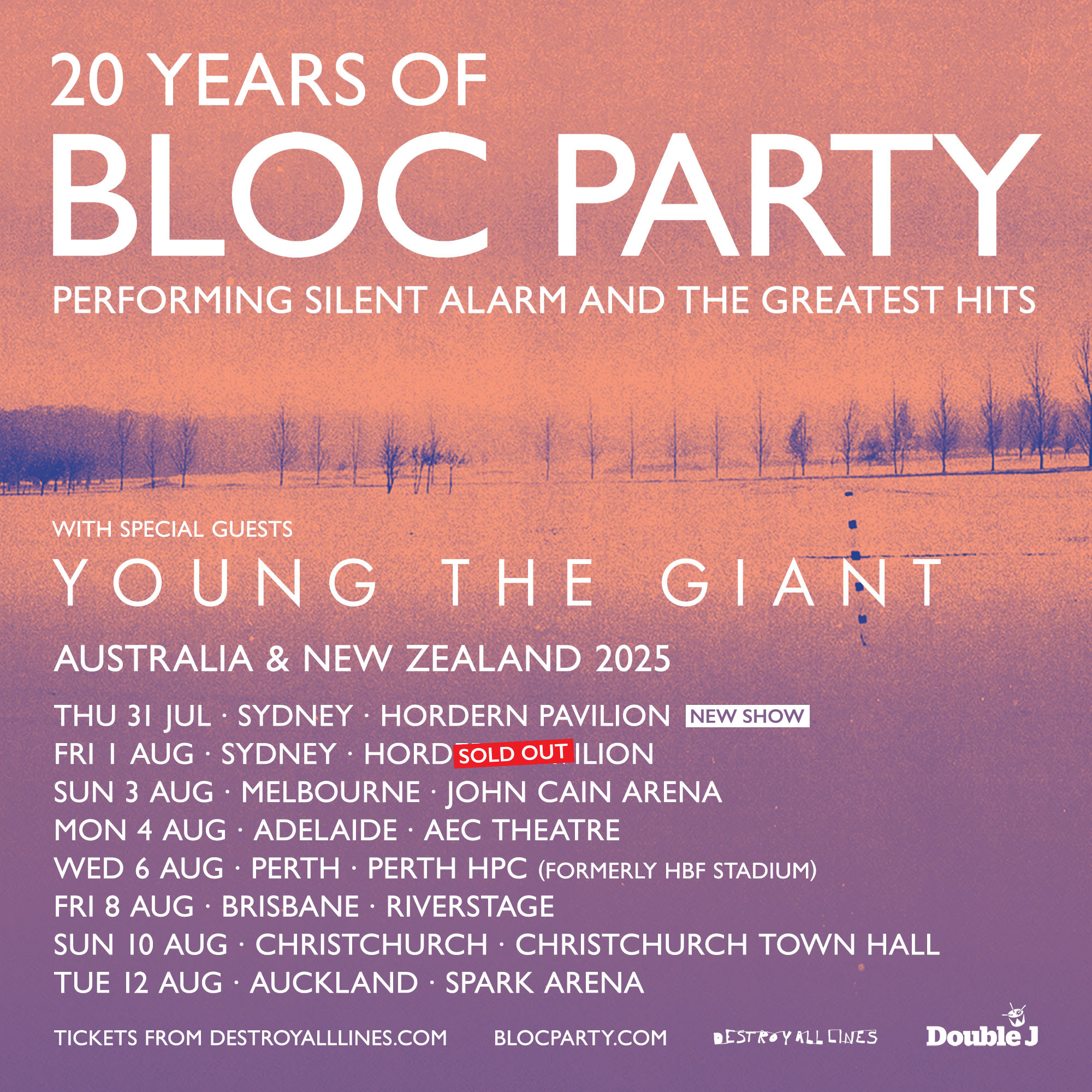 bloc party - young the giant tour poster 2025