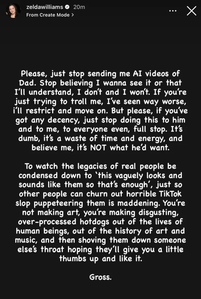 zelda williams instagram story