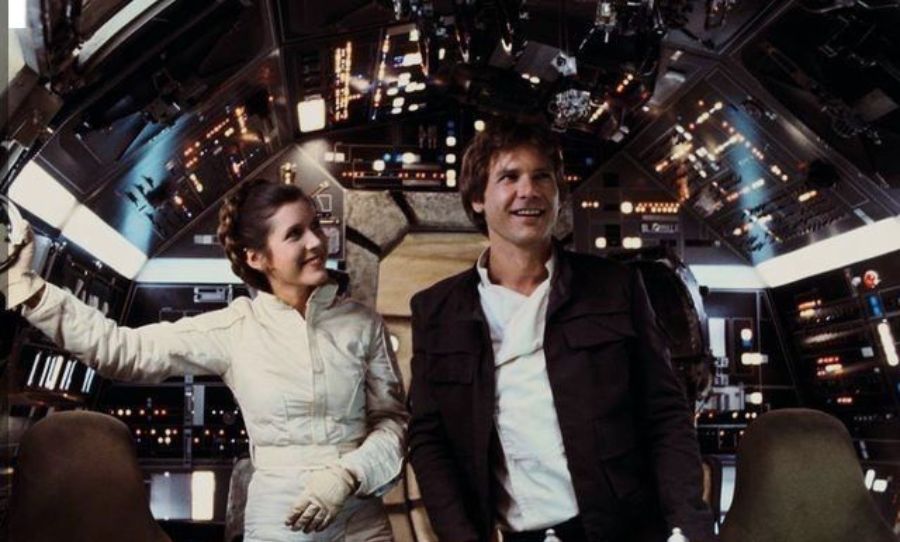 Carrie Fisher, and Harrison Ford on Star Wars Set