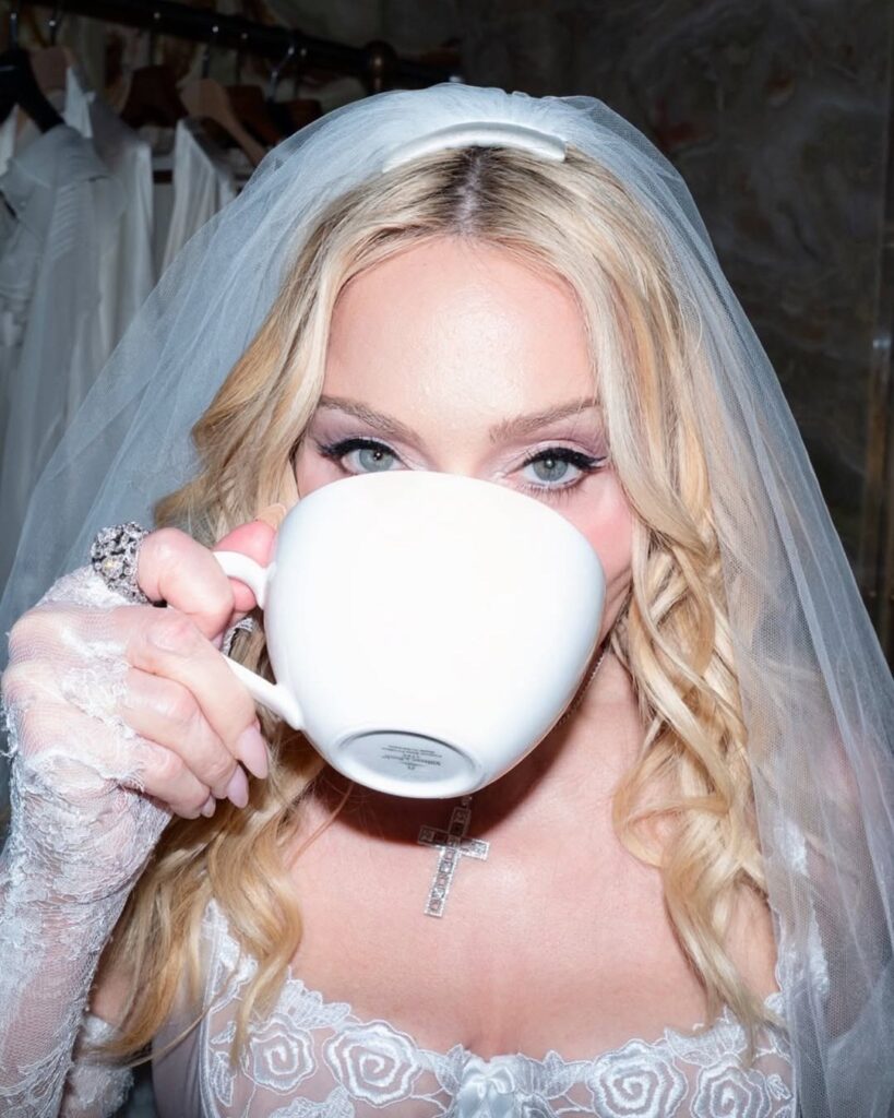 bride drinking coffee